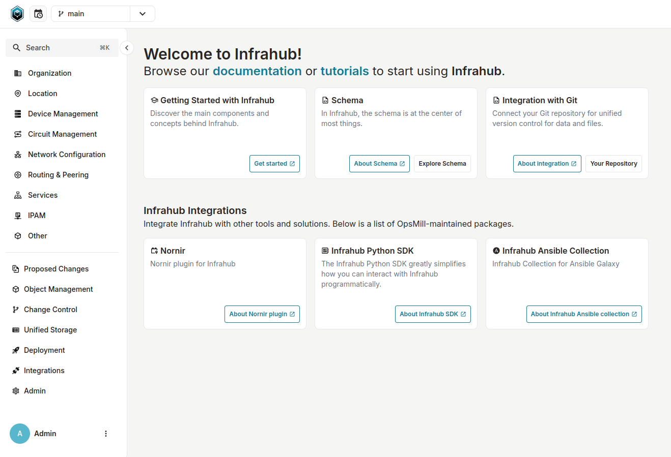 "Example screenshot of new UI in Infrahub 1.0."